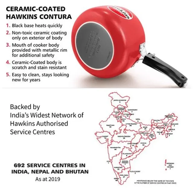 Hawkins Ceramic Coated Contura Pressure Cooker - Tomato Red, CTR30, 3 l-5.webp